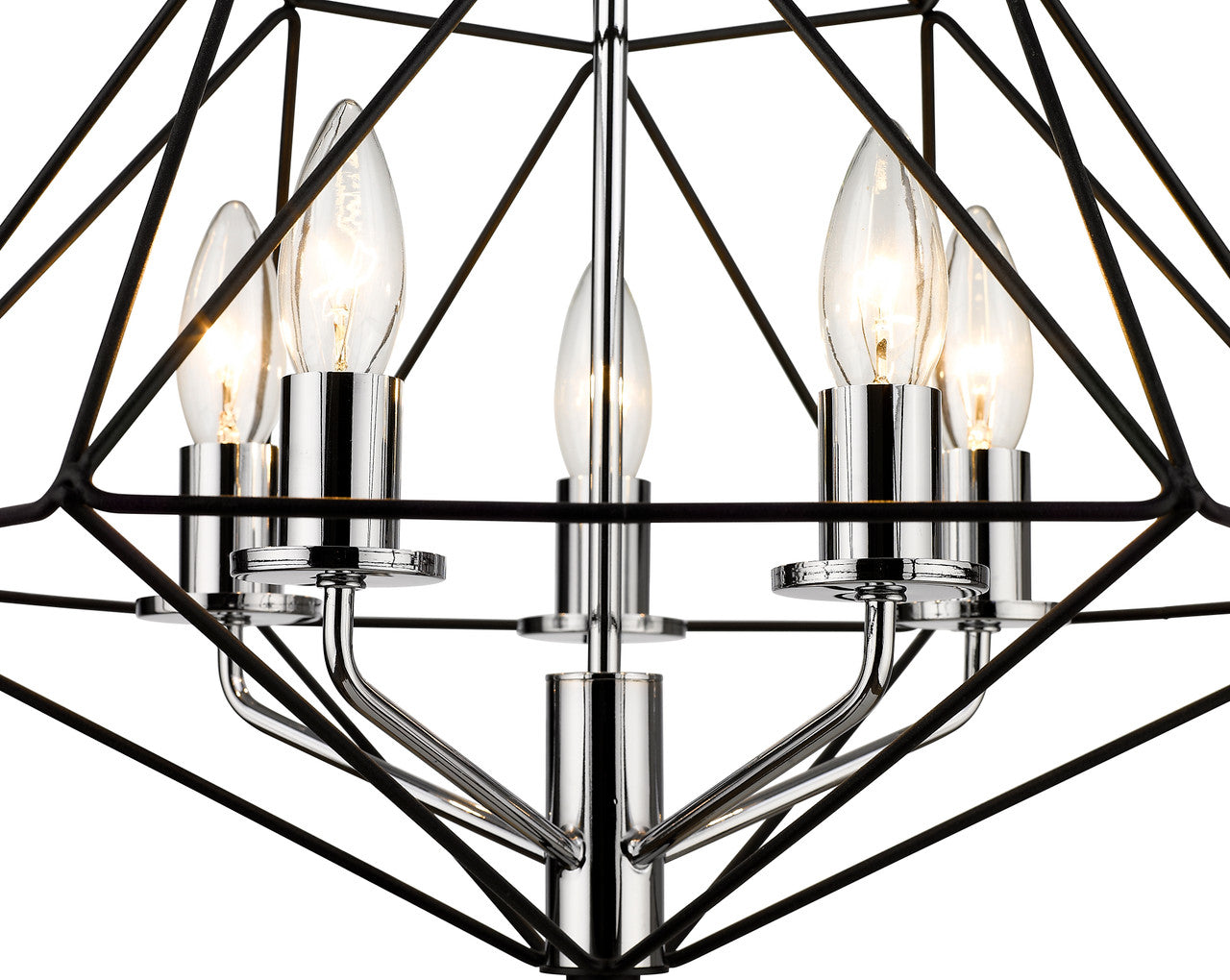 Z-Lite Geo 3 Light Chandelier in Matte Black + Chrome 918-14MB-CH