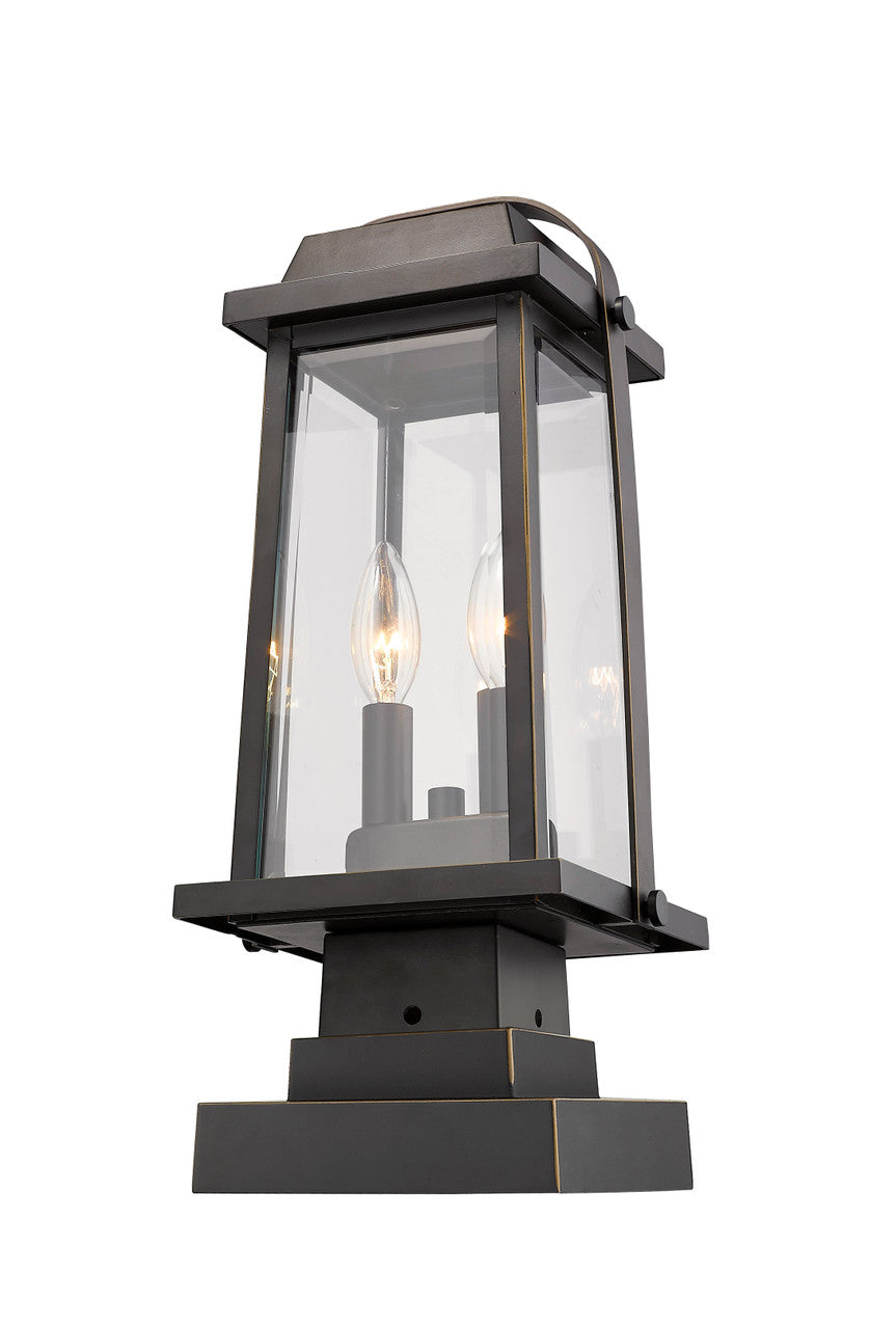 Z-Lite Millworks 2 Light Outdoor Pier Mounted Fixture in Oil Rubbed Bronze 574PHMS-SQPM-ORB