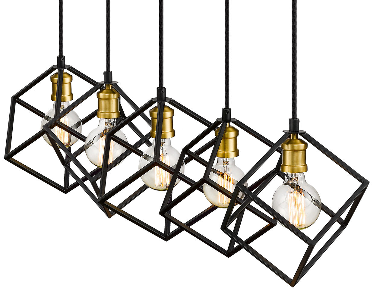 Z-Lite Vertical 5 Light Linear Chandelier in Bronze + Olde Brass 478-5L-BRZ-OBR