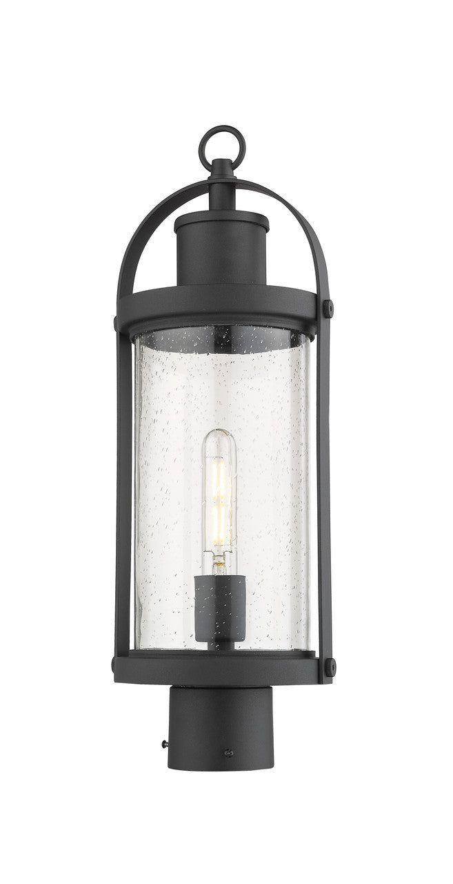 Z-Lite Roundhouse 1 Light Outdoor Post Mount Fixture in Black 569PHM-BK