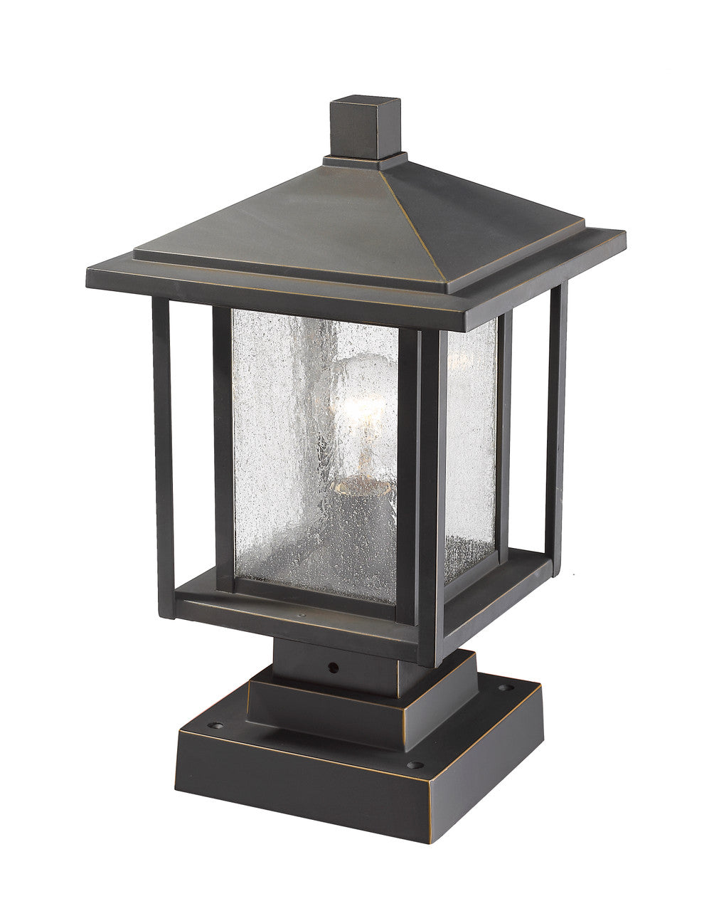 Z-Lite Aspen 1 Light Outdoor Pier Mounted Fixture in Oil Rubbed Bronze 554PHMS-SQPM-ORB