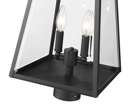 Z-Lite Broughton 2 Light Outdoor Post Mount Fixture in Black 521PHMR-BK