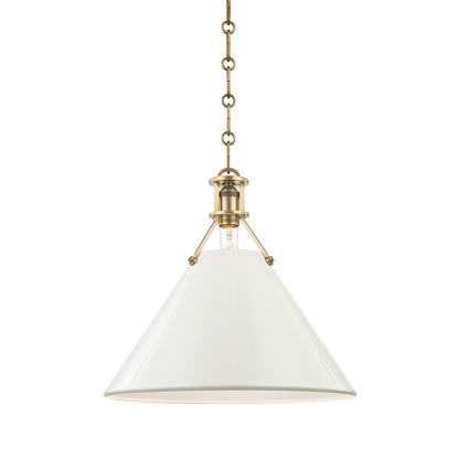 Hudson Valley Lighting Painted No.2 Pendant in Aged Brass/off White MDS352-AGB/OW