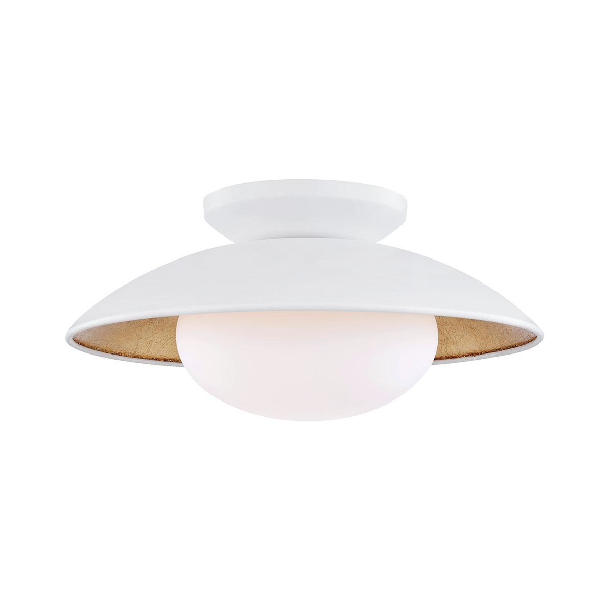 Mitzi 1 Light Semi Flush in White Lustro/Gold Leaf Combo H368601M-WH/GL