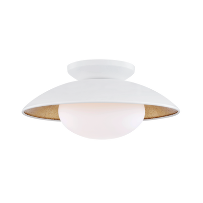 Mitzi 1 Light Semi Flush in White Lustro/Gold Leaf Combo H368601M-WH/GL