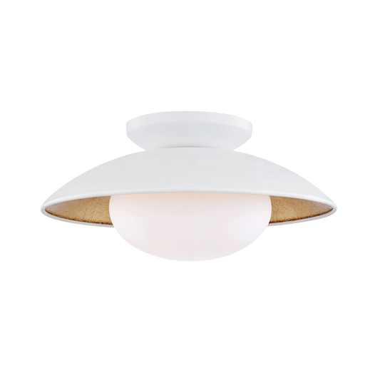 Mitzi 1 Light Semi Flush in White Lustro/Gold Leaf Combo H368601M-WH/GL