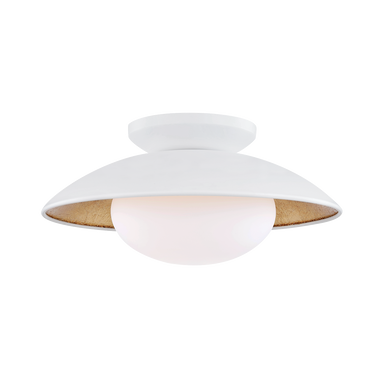 Mitzi 1 Light Semi Flush in White Lustro/Gold Leaf Combo H368601M-WH/GL