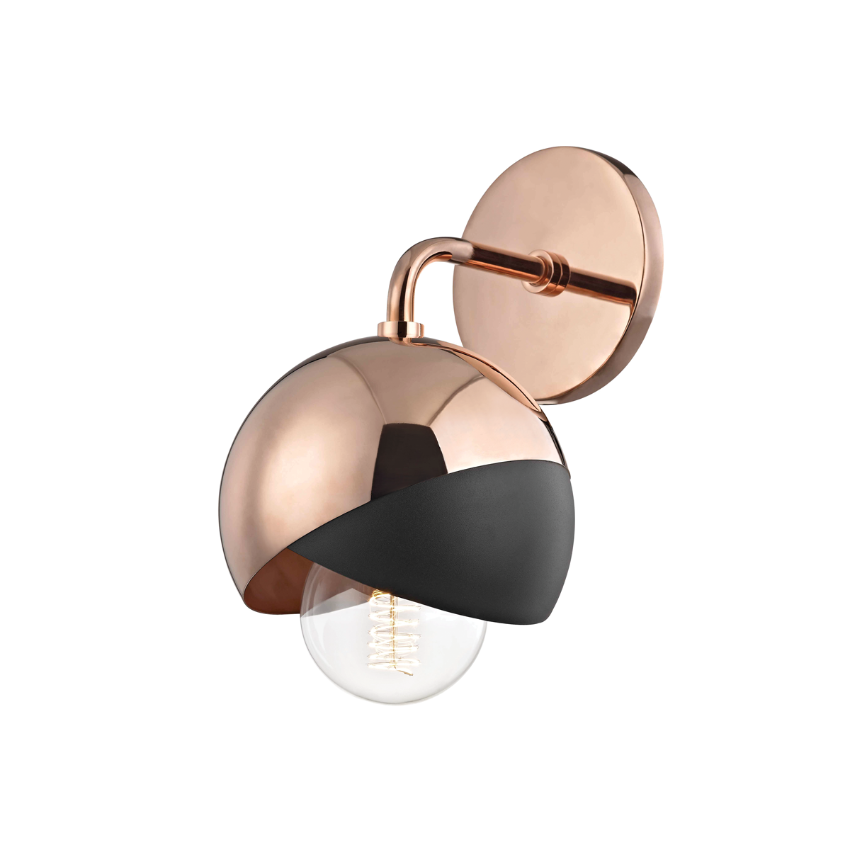 Mitzi 1 Light Wall Sconce in Polished Copper/Black H168101-POC/BK