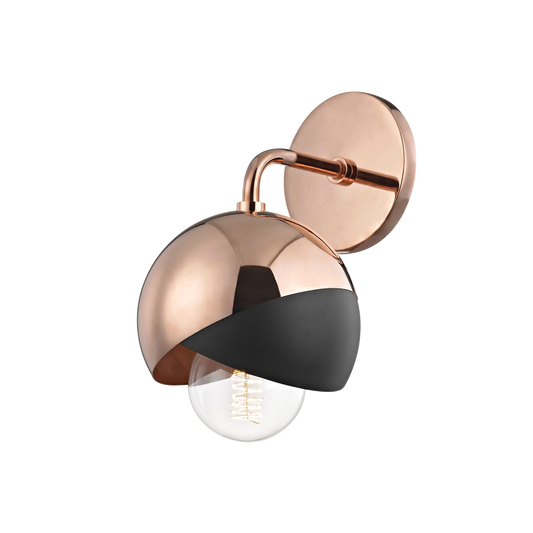 Mitzi 1 Light Wall Sconce in Polished Copper/Black H168101-POC/BK