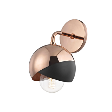 Mitzi 1 Light Wall Sconce in Polished Copper/Black H168101-POC/BK