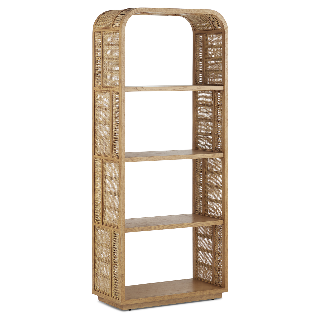 Currey & Co. 76" Anisa Sea Sand Rattan Etagere Bookcase 3000-0234