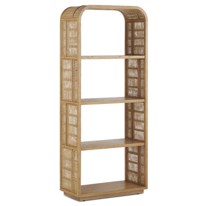 Currey & Co. 76" Anisa Sea Sand Rattan Etagere Bookcase 3000-0234