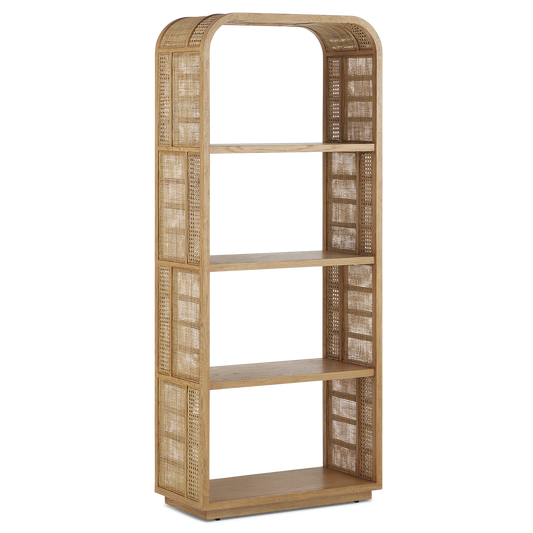 Currey & Co. 76" Anisa Sea Sand Rattan Etagere Bookcase 3000-0234