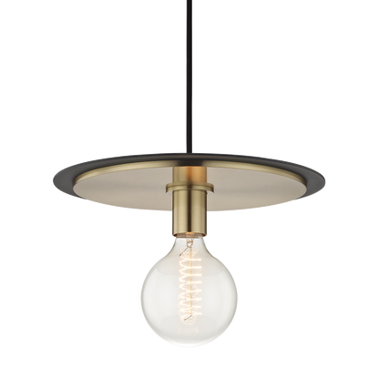 Mitzi 1 Light Pendant in Aged Brass/Black H137701L-AGB/BK