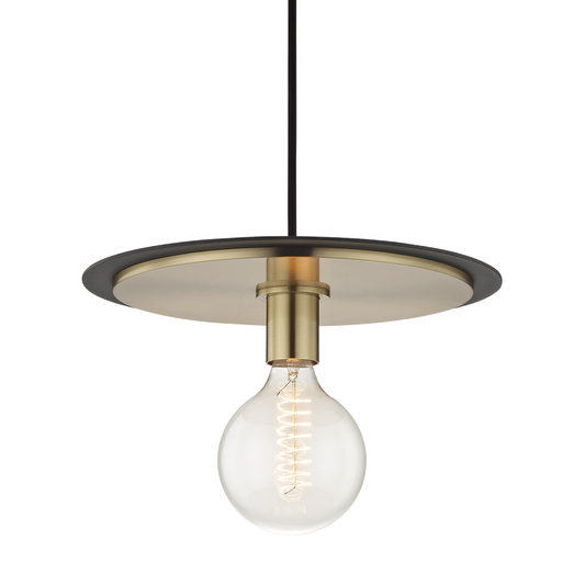 Mitzi 1 Light Pendant in Aged Brass/Black H137701L-AGB/BK