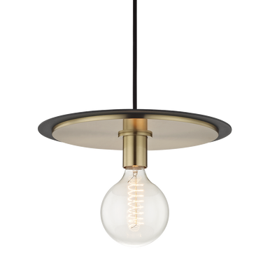 Mitzi 1 Light Pendant in Aged Brass/Black H137701L-AGB/BK