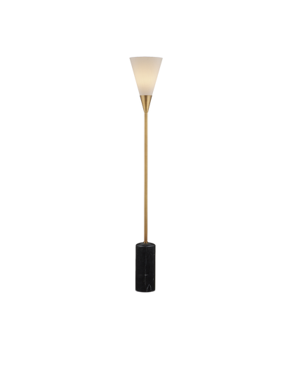 Currey & Co Martini Floor Lamp in Black/Brushed Brass 8000-0155