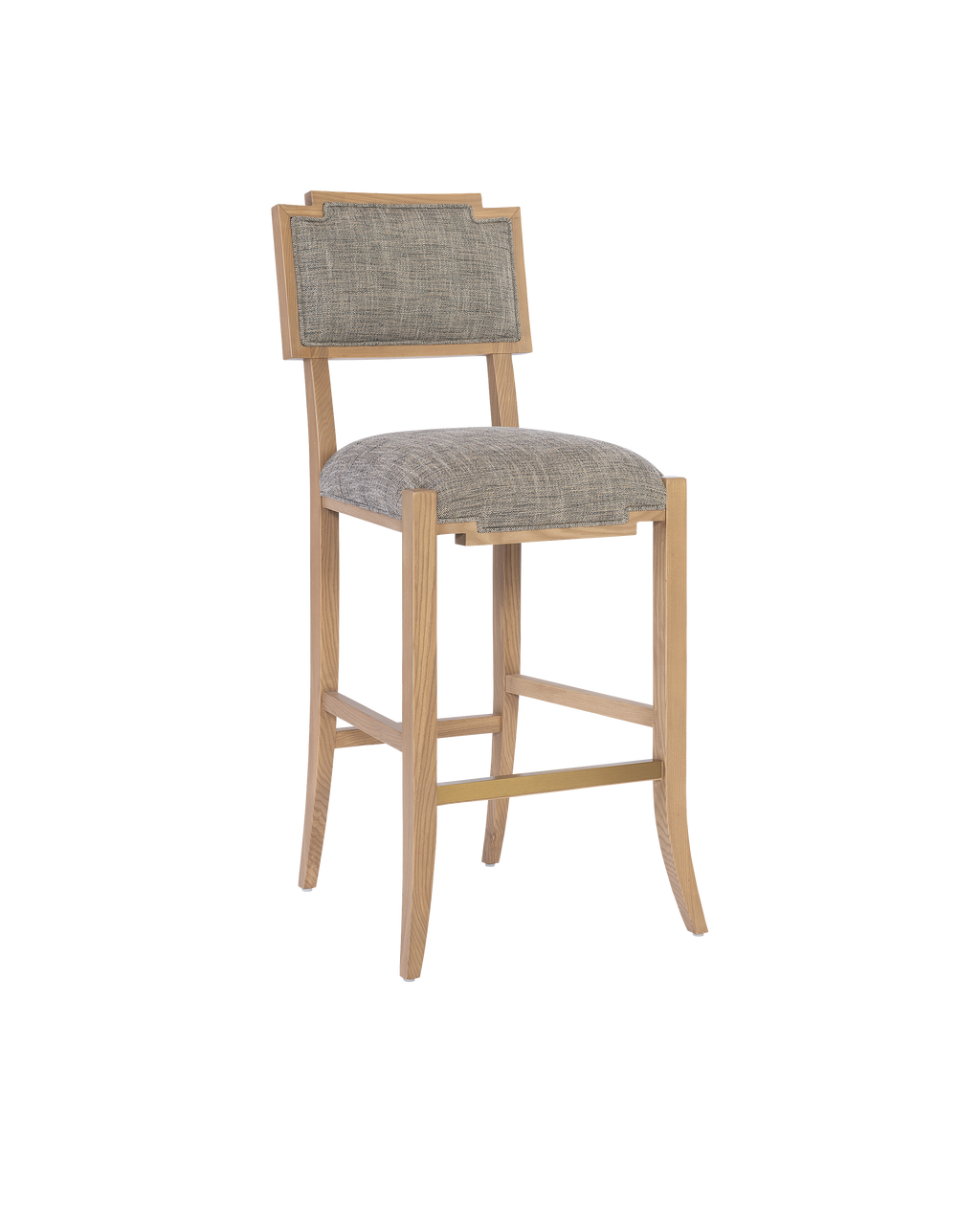 Currey & Co Melanie Blonde Bar Stool, Liller Tortoise in Blonde Ash Wood/Brass 7000-1012