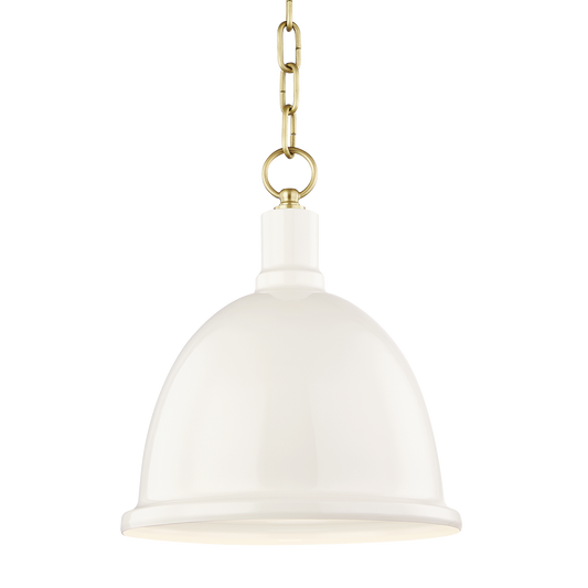 Mitzi 1 Light Pendant in Aged Brass/Cream H238701S-AGB/CR