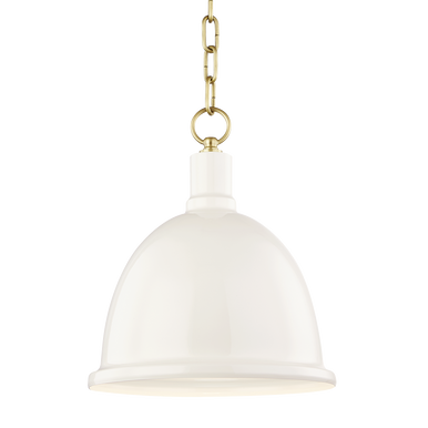 Mitzi 1 Light Pendant in Aged Brass/Cream H238701S-AGB/CR