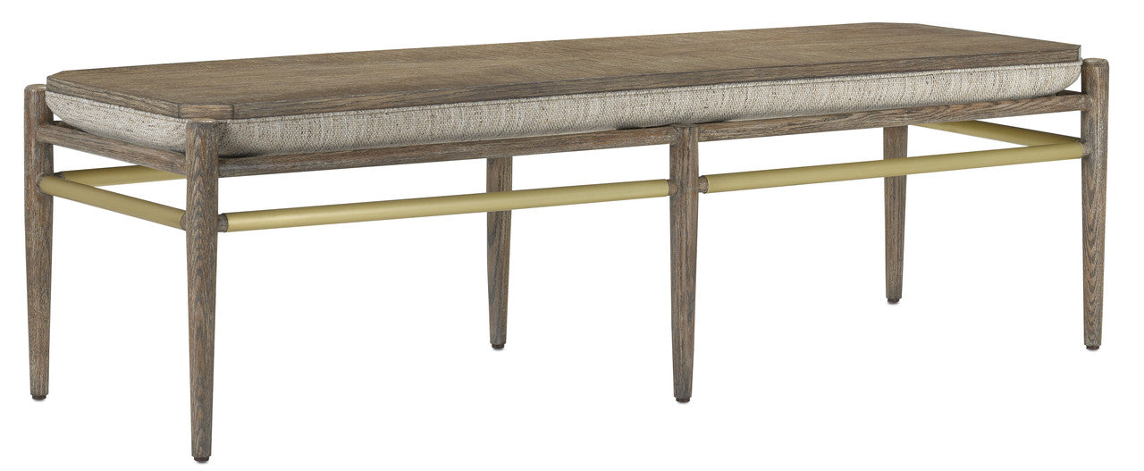 Currey & Co. Visby Light Pepper Bench, Calcutta Linen 7000-0302