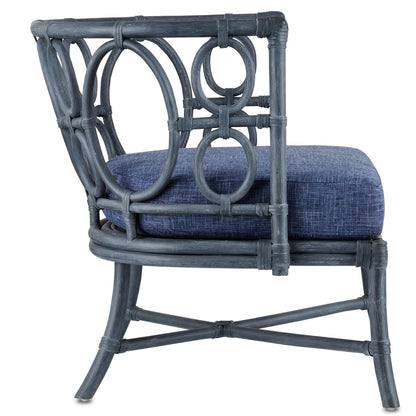 Currey & Co. Tegal Finn Navy Chair 7000-0622