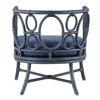 Currey & Co. Tegal Finn Navy Chair 7000-0622