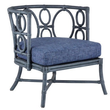 Currey & Co. Tegal Finn Navy Chair 7000-0622