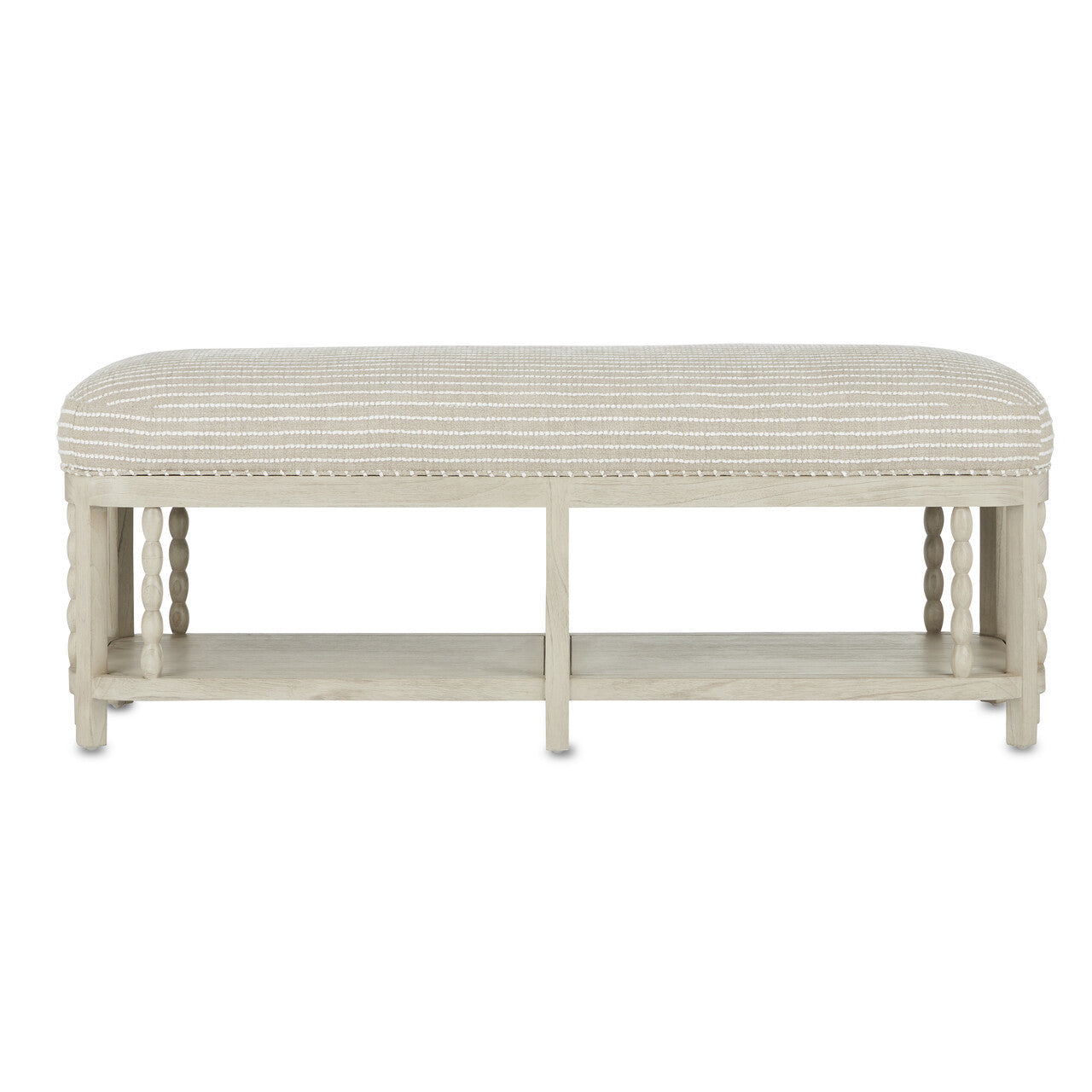 Currey & Co. Norene Gray Bench, Demetria Parchment 7000-0672