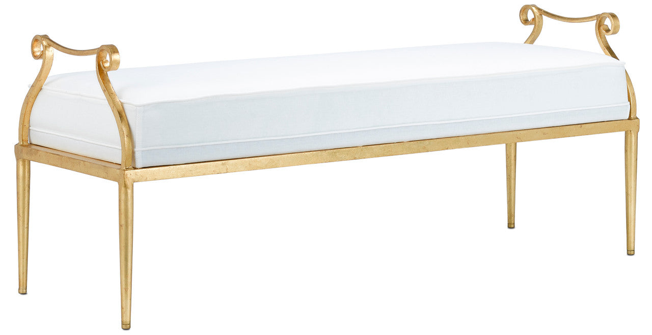 Currey & Co. Genevieve Muslin Gold Bench 7000-1041