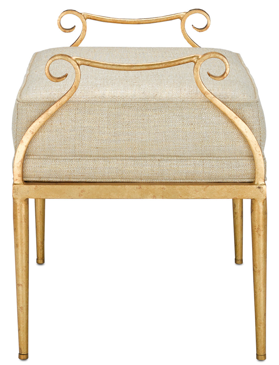 Currey & Co. Genevieve Gold Ottoman, Sequin Gold Dust 7000-1232