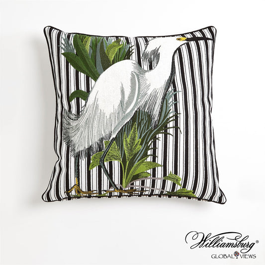 Global Views Snowy Egret Pillow-Right Facing 4.90175