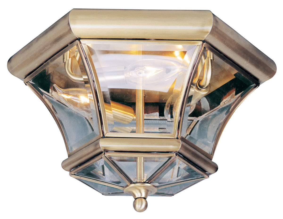 Livex Lighting Monterey/Georgetown Collection 3 Light Antique Brass Ceiling Mount in Antique Brass 7053-01