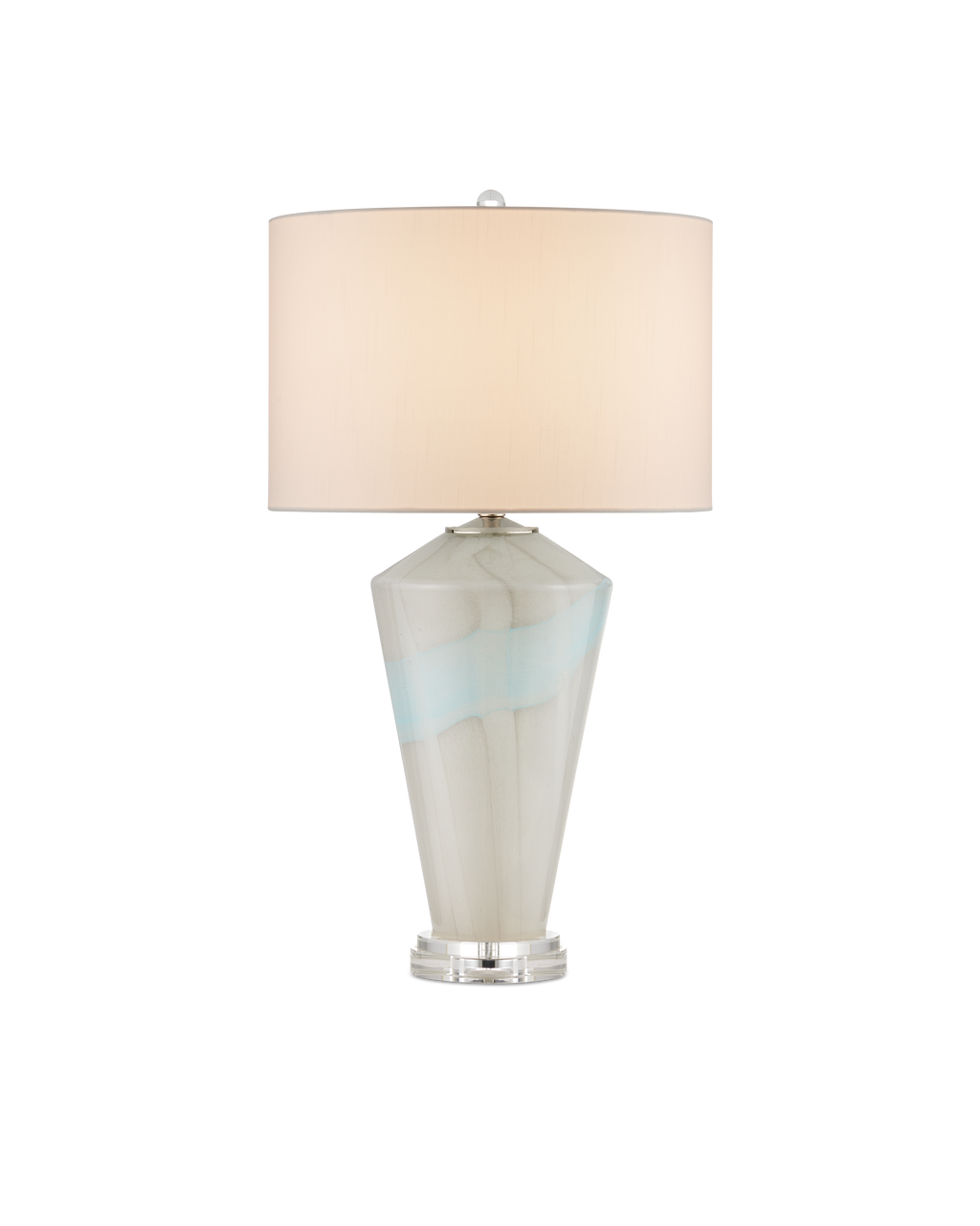 Currey & Co Floating Cloud Table Lamp in Pale Gray/Light Blue/Clear/Polished Nickel 6000-0934