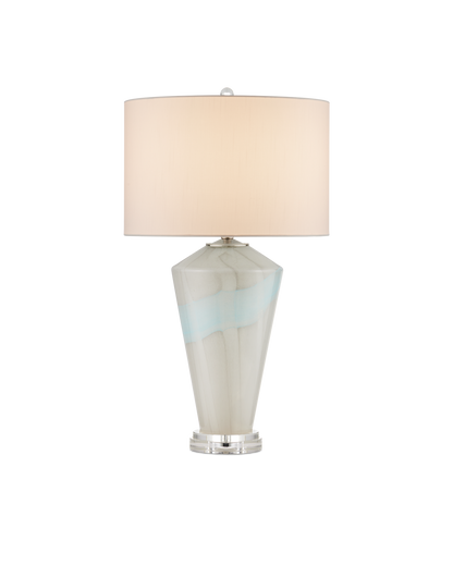 Currey & Co Floating Cloud Table Lamp in Pale Gray/Light Blue/Clear/Polished Nickel 6000-0934