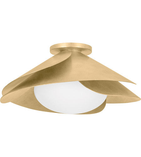 Hudson Valley Lighting Brookhaven 1 Light Flush Mount in Vintage Gold Leaf 7222-VGL