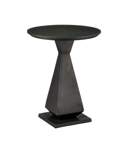 Currey & Co Janil Accent Table in Graphite/Clear 4000-0191