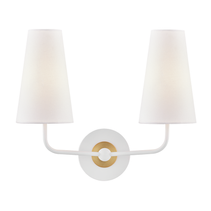 Mitzi 2 Light Wall Sconce in Aged Brass/Soft Off White H318102-AGB/WH