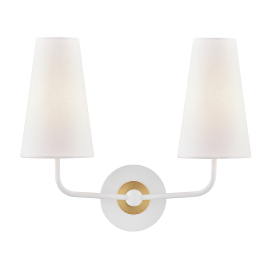 Mitzi 2 Light Wall Sconce in Aged Brass/Soft Off White H318102-AGB/WH