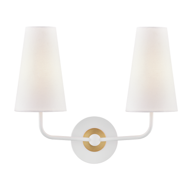 Mitzi 2 Light Wall Sconce in Aged Brass/Soft Off White H318102-AGB/WH