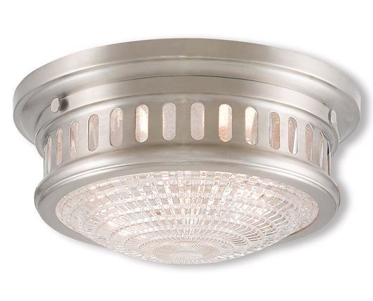 Livex Lighting Berwick Collection 2 Light Brushed Nickel Ceiling Mount in Brushed Nickel 73051-91