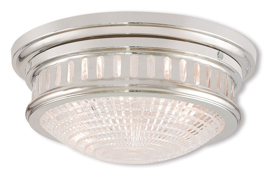 Livex Lighting Berwick Collection 2 Light Polished Nickel Ceiling Mount in Polished Nickel 73052-35