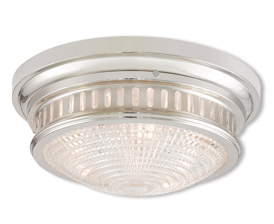 Livex Lighting Berwick Collection 3 Light Polished Nickel Ceiling Mount in Polished Nickel 73053-35