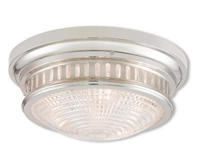 Livex Lighting Berwick Collection 3 Light Polished Nickel Ceiling Mount in Polished Nickel 73053-35