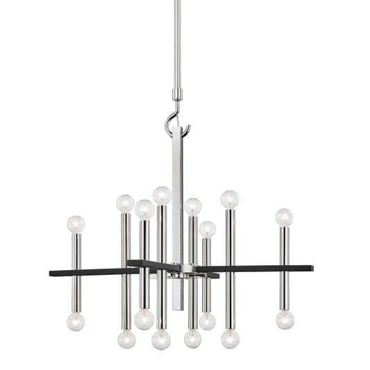 Mitzi 16 Light Chandelier in Polished Nickel/Black H296816-PN/BK