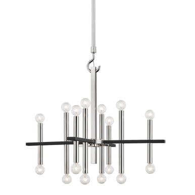 Mitzi 16 Light Chandelier in Polished Nickel/Black H296816-PN/BK