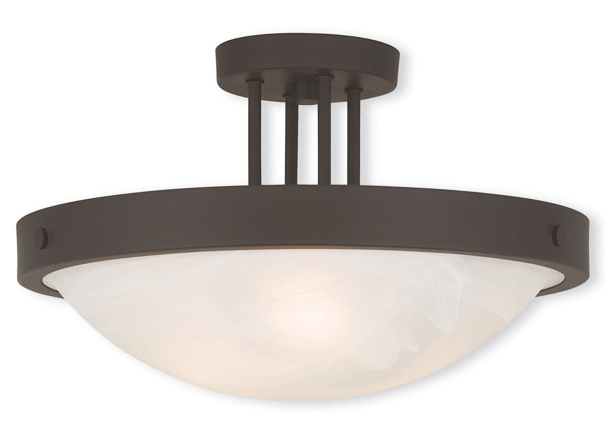 Livex Lighting New Brighton Collection 3 Light Bronze Ceiling Mount in Bronze 73956-07