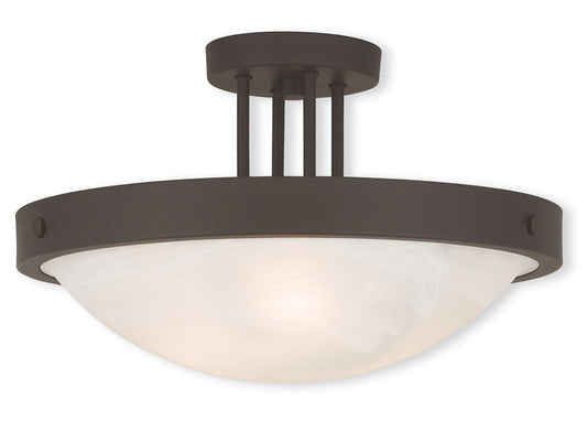 Livex Lighting New Brighton Collection 3 Light Bronze Ceiling Mount in Bronze 73956-07