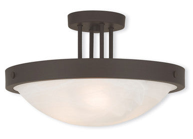 Livex Lighting New Brighton Collection 3 Light Bronze Ceiling Mount in Bronze 73956-07