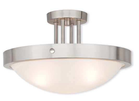 Livex Lighting New Brighton Collection 3 Light Brushed Nickel Ceiling Mount in Brushed Nickel 73956-91